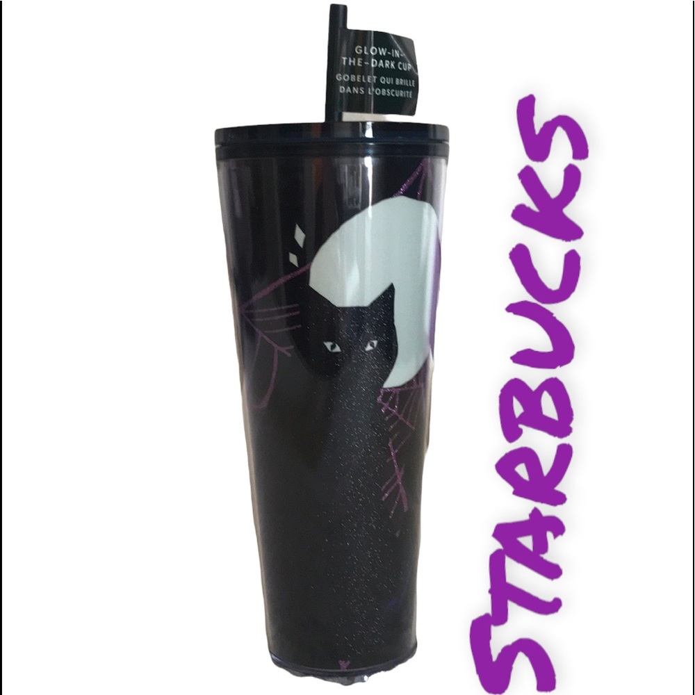 🐈‍⬛🐈‍⬛🐈‍⬛ Halloween Starbucks Black Sparkle Cat Tumbler
